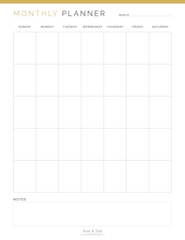 printable and fillable pdf monthly planner, undated calendar, 3 colours, sunday or monday start