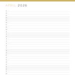 printable pdf dated list view calendar overview of 2026, two versions in three colours