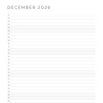printable pdf dated list view calendar overview of 2026, two versions in three colours